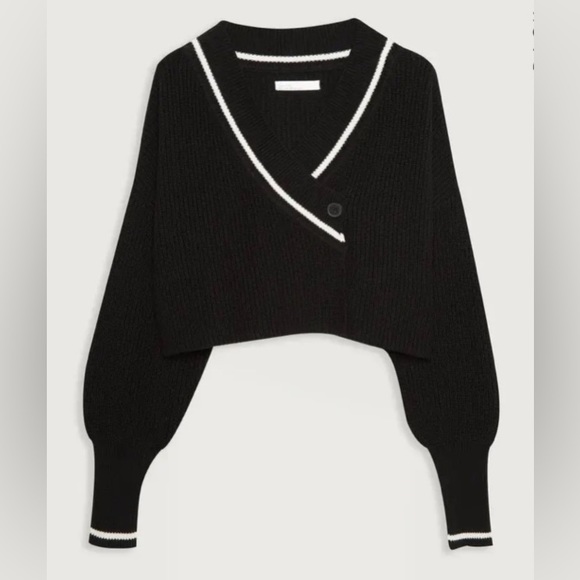 Oak+Fort Varsity Cardigan-Black - Picture 2 of 2